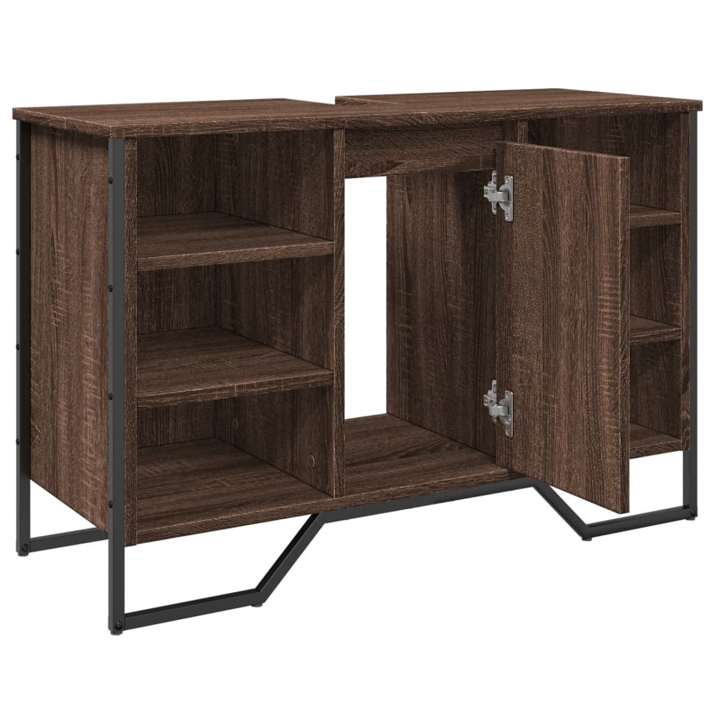 Brown Oak Bathroom Sink Cabinet, 91x35x60 cm Engineered Wood