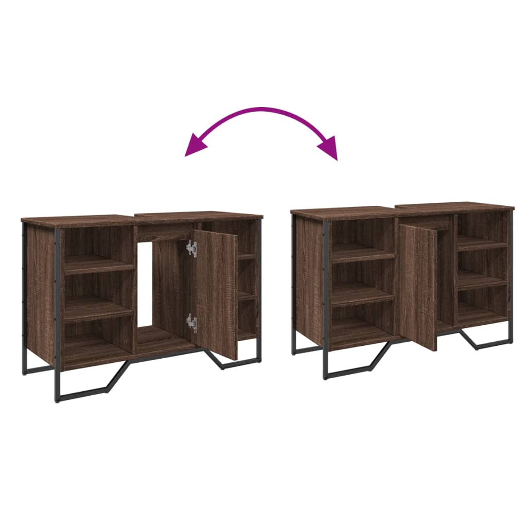 Brown Oak Bathroom Sink Cabinet, 91x35x60 cm Engineered Wood