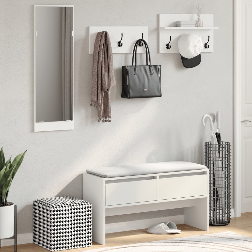 White 4-Piece Hallway Furniture Set in Engineered Wood