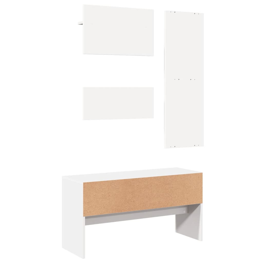 White 4-Piece Hallway Furniture Set in Engineered Wood
