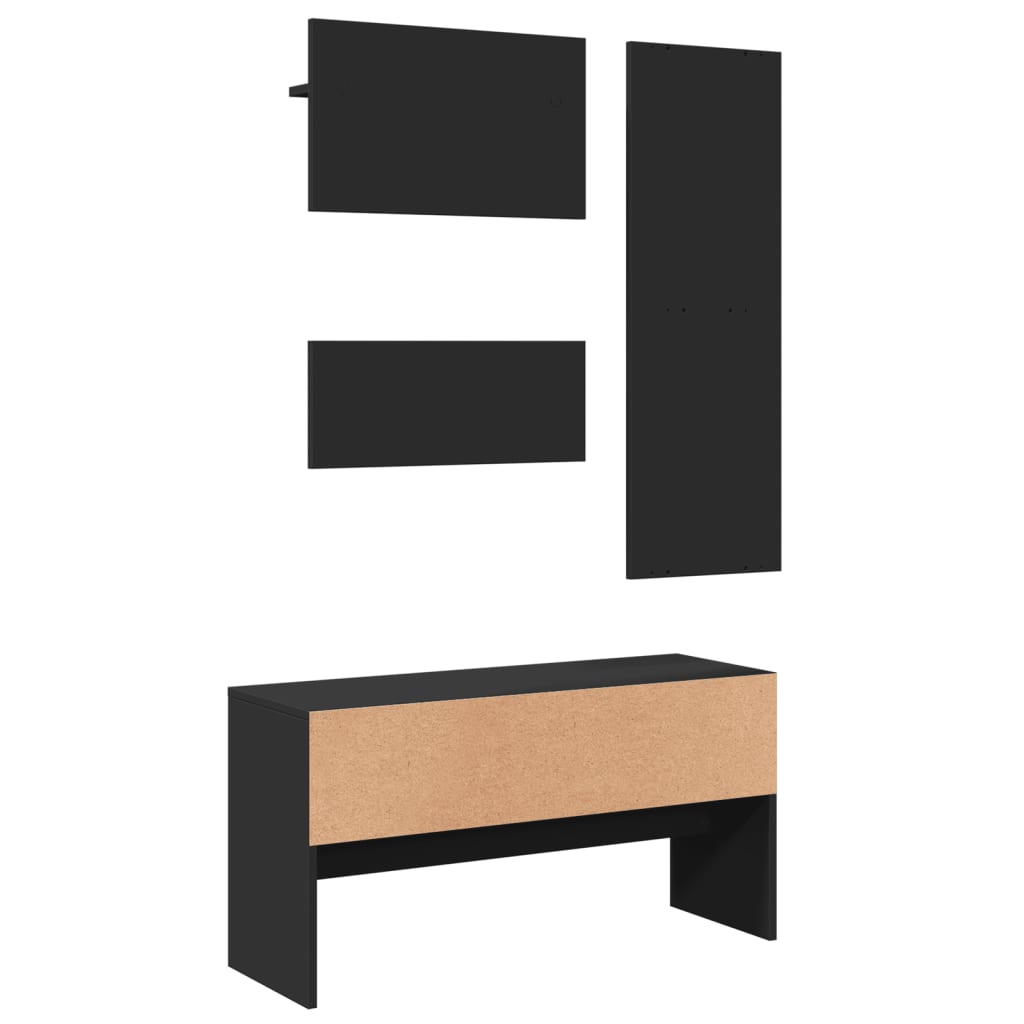 Elegant Black Engineered Wood 4-Piece Hallway Furniture Set
