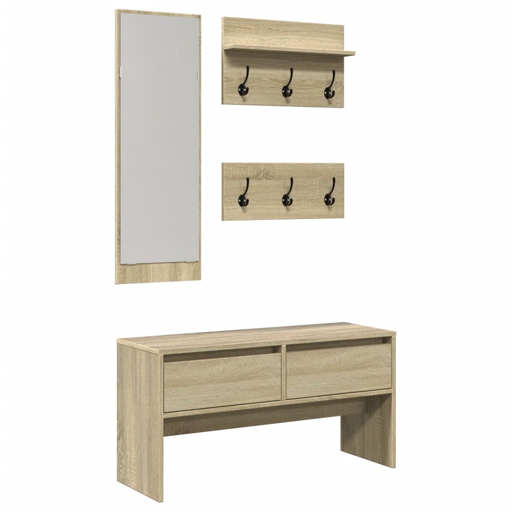 Sonoma Oak 4-Piece Hallway Furniture Set - Engineered Wood