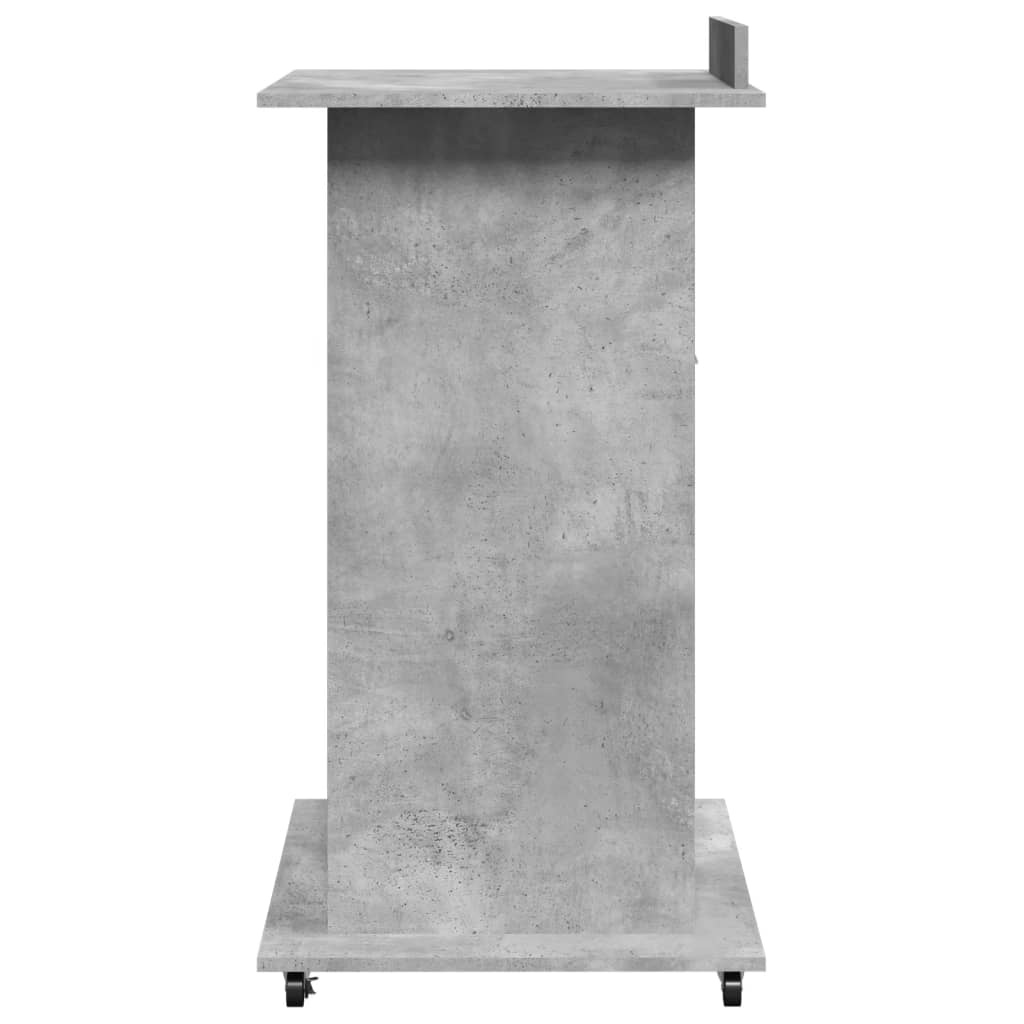 Mobile Lectern with Drawer, Concrete Grey, 55x55x107 cm, Engineered Wood
