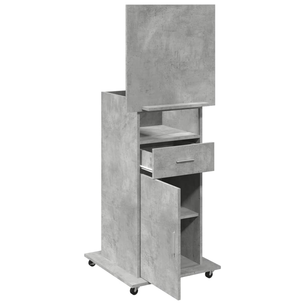 Mobile Lectern with Drawer, Concrete Grey, 55x55x107 cm, Engineered Wood