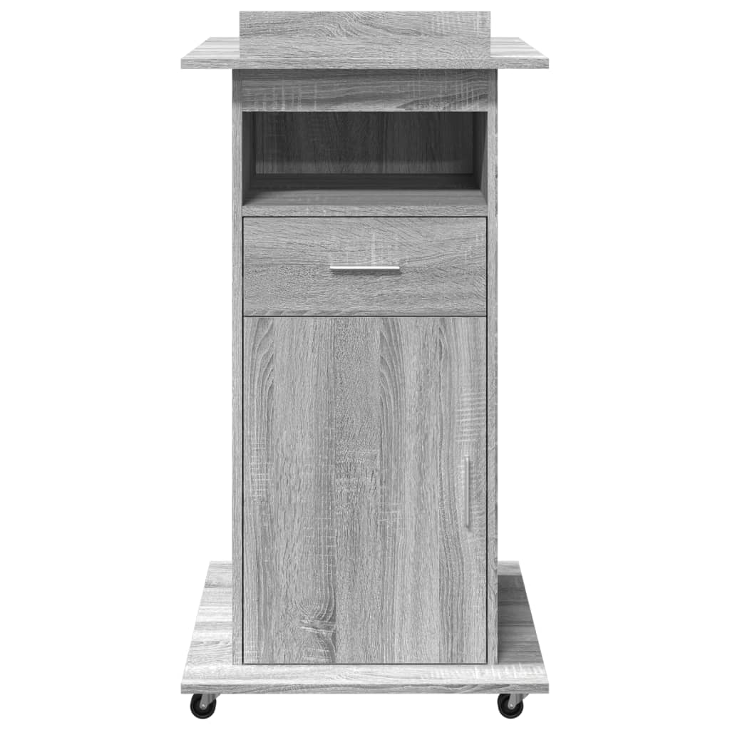 Mobile Grey Sonoma Lectern with Drawer, 55x55x107 cm Engineered Wood