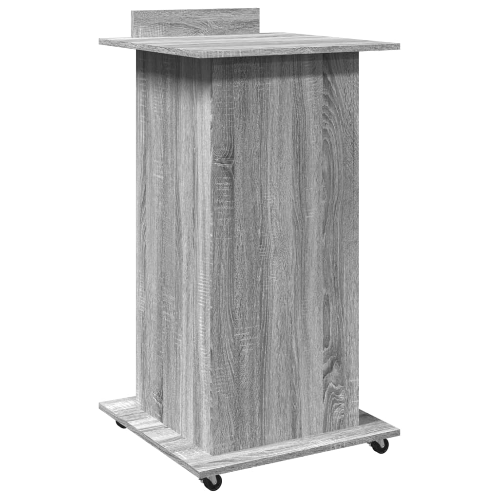 Mobile Grey Sonoma Lectern with Drawer, 55x55x107 cm Engineered Wood