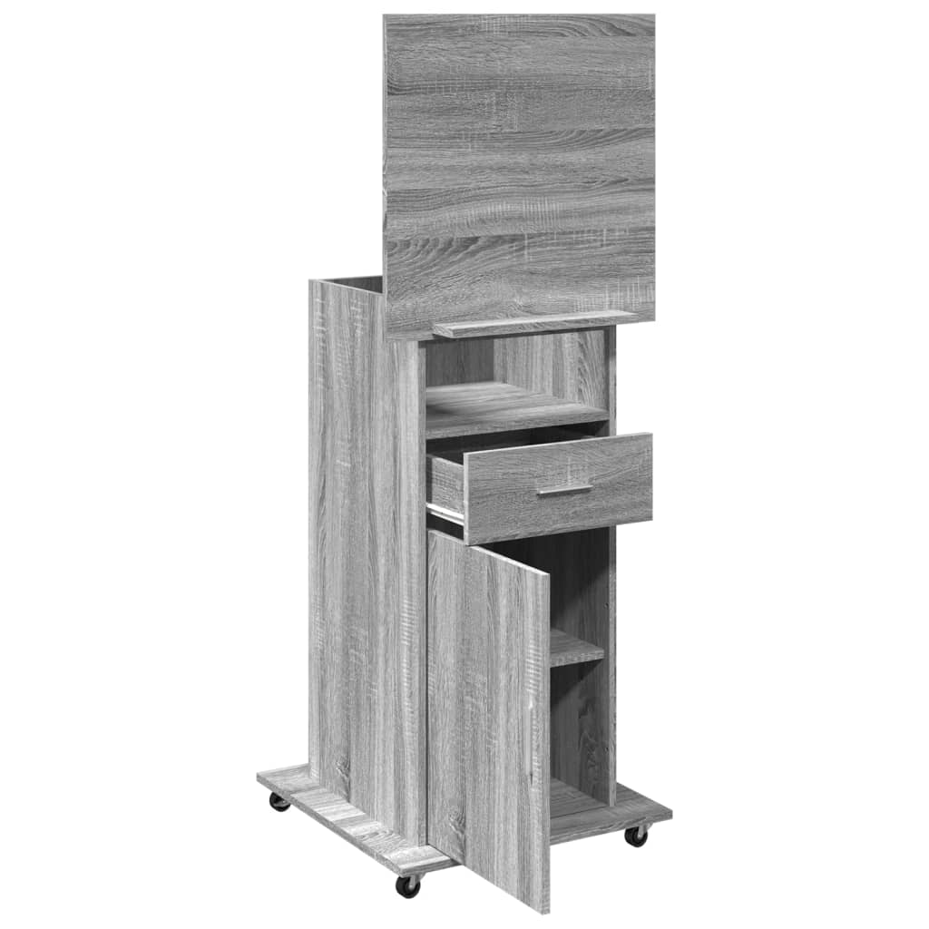 Mobile Grey Sonoma Lectern with Drawer, 55x55x107 cm Engineered Wood