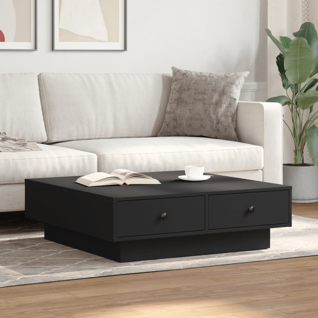 Coffee Table Black 90x90x28 cm Engineered Wood