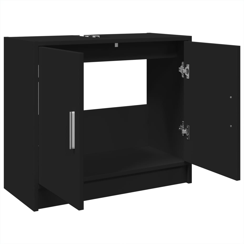 Black Engineered Wood Sink Cabinet, 63x29x55 cm
