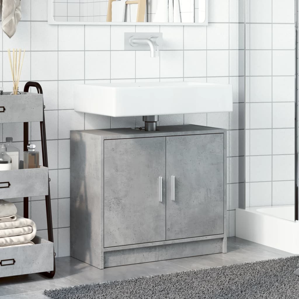 Modern Concrete Grey Engineered Wood Sink Cabinet 63x29x55 cm