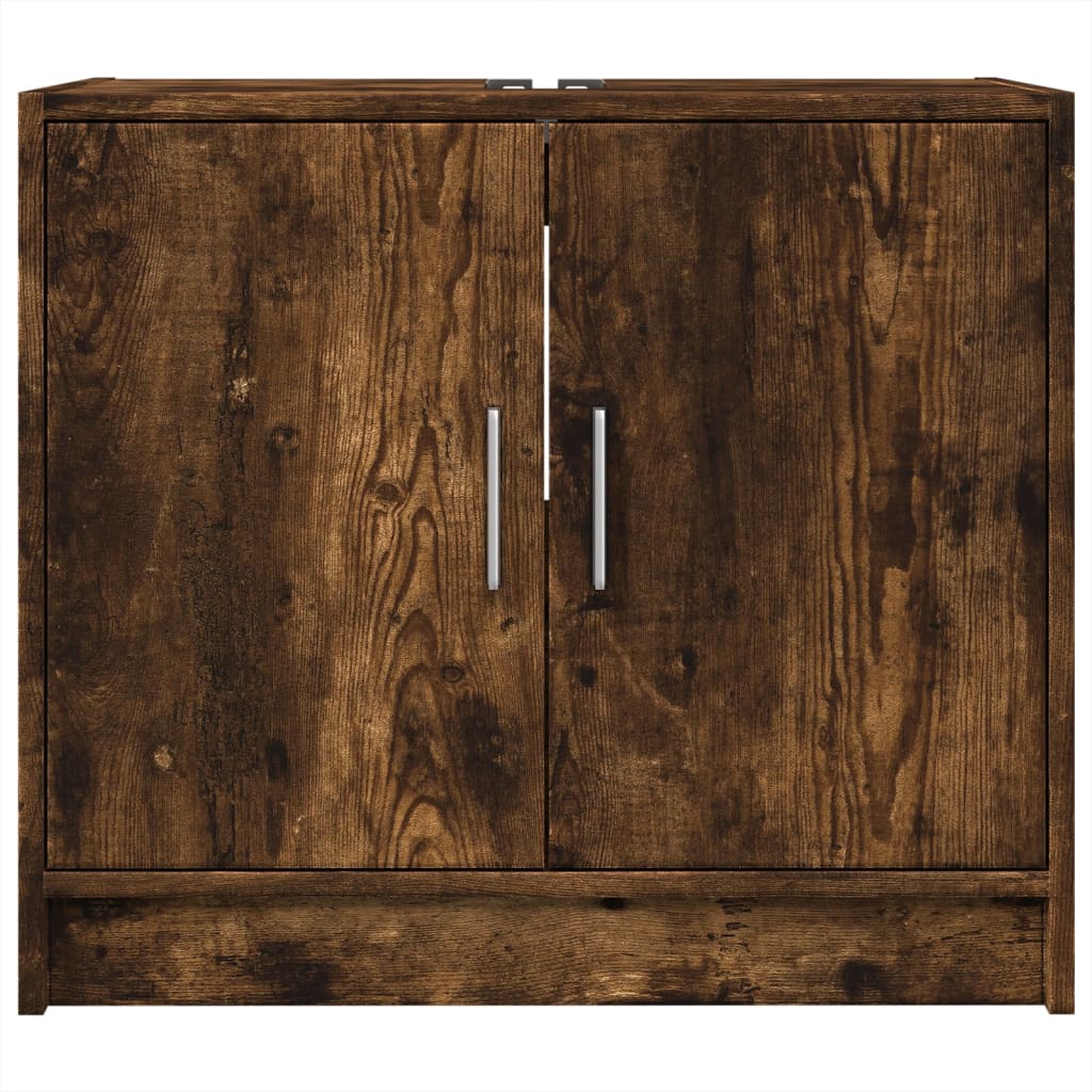 Smoked Oak Sink Cabinet, Engineered Wood, 63x29x55 cm