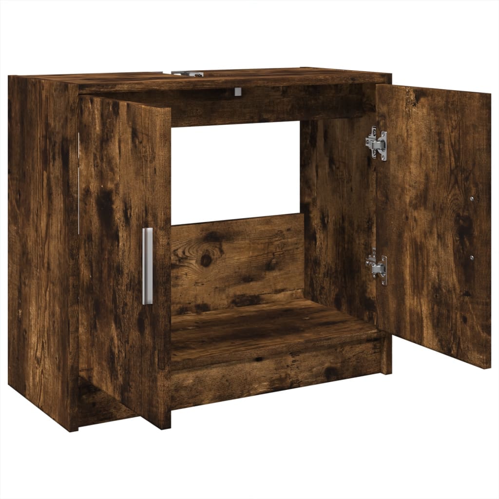 Smoked Oak Sink Cabinet, Engineered Wood, 63x29x55 cm