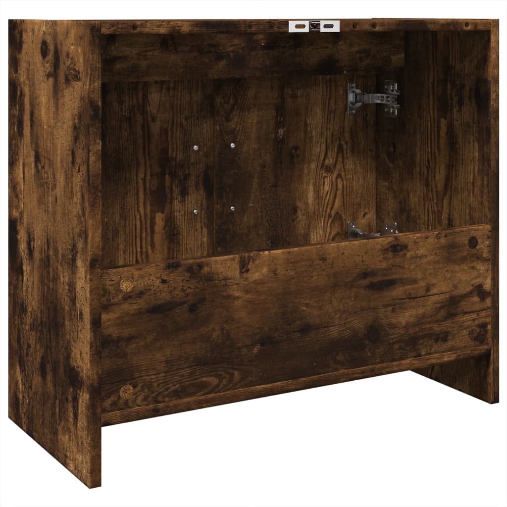 Smoked Oak Sink Cabinet, Engineered Wood, 63x29x55 cm