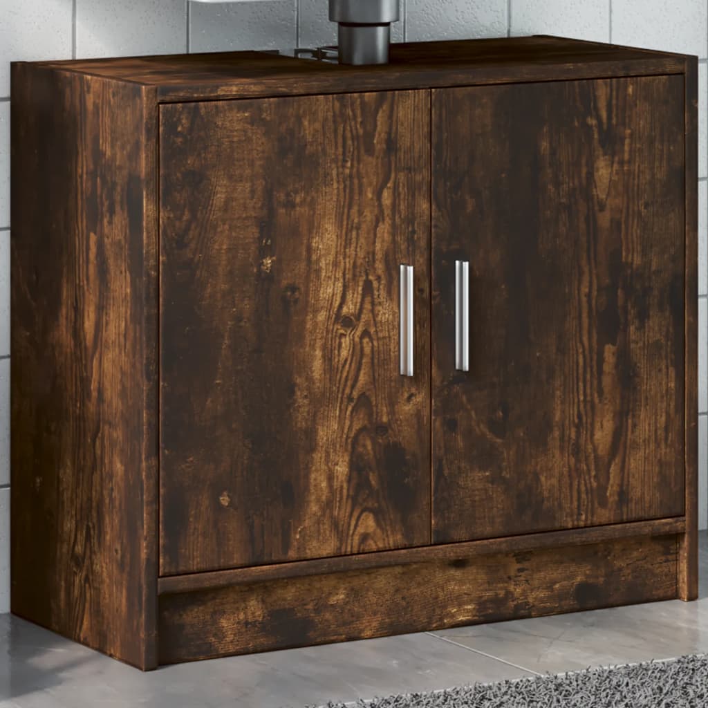 Smoked Oak Sink Cabinet, Engineered Wood, 63x29x55 cm