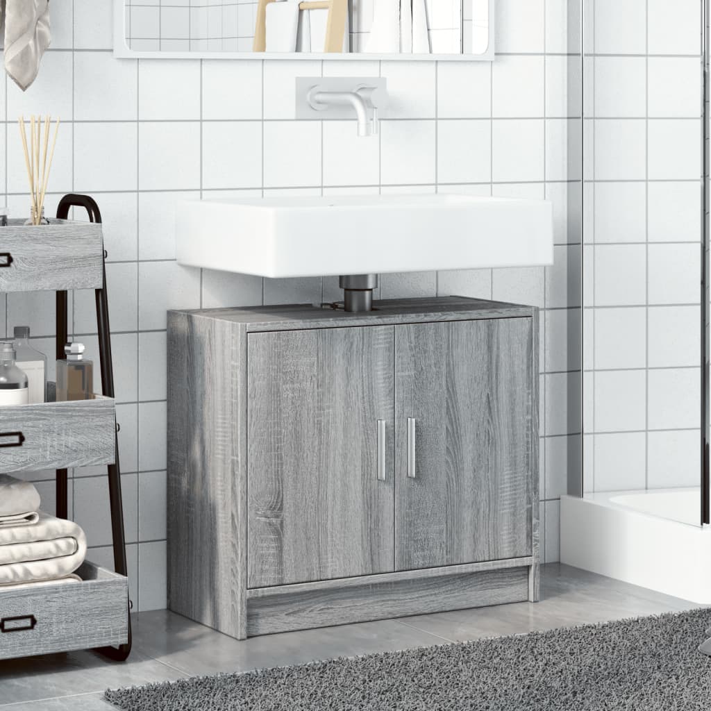 Grey Sonoma Sink Cabinet 63x29x55cm - Durable Engineered Wood