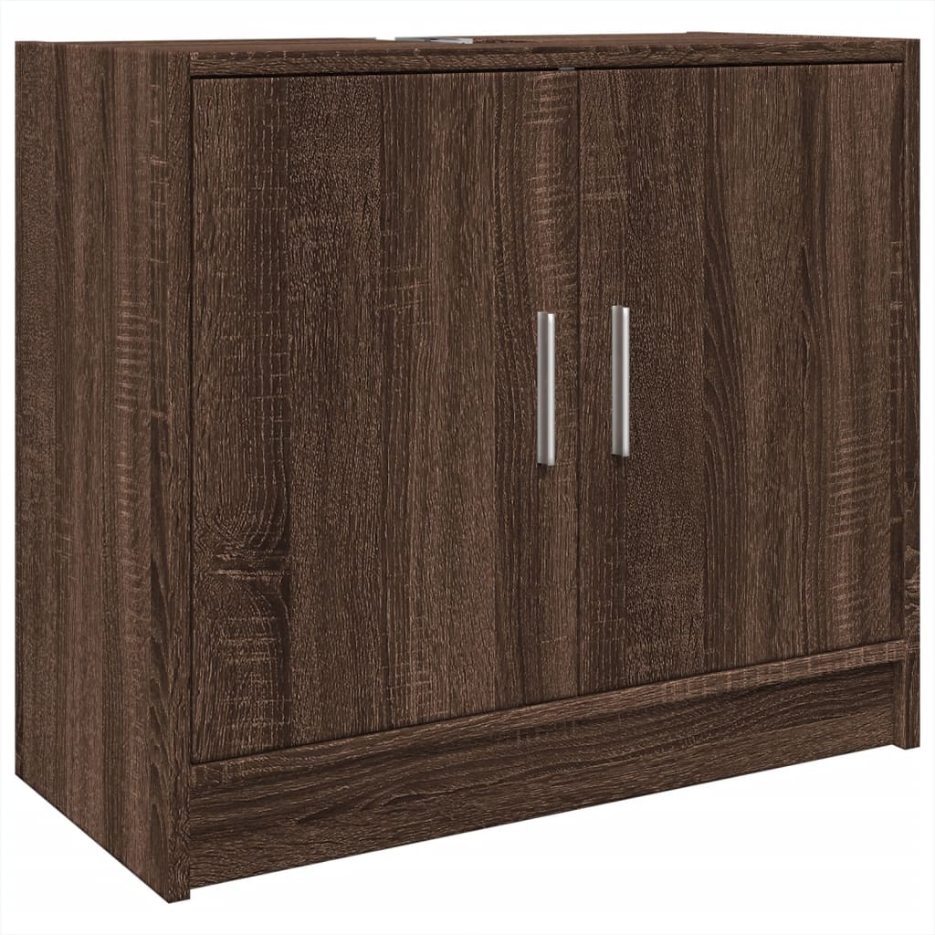 Brown Oak Sink Cabinet 63x29x55 cm - Engineered Wood Finish