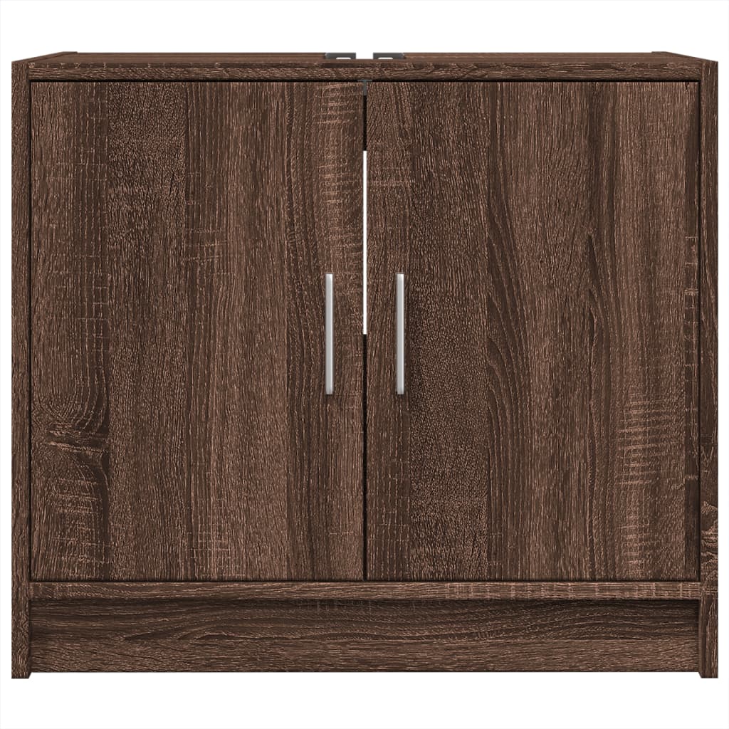 Brown Oak Sink Cabinet 63x29x55 cm - Engineered Wood Finish