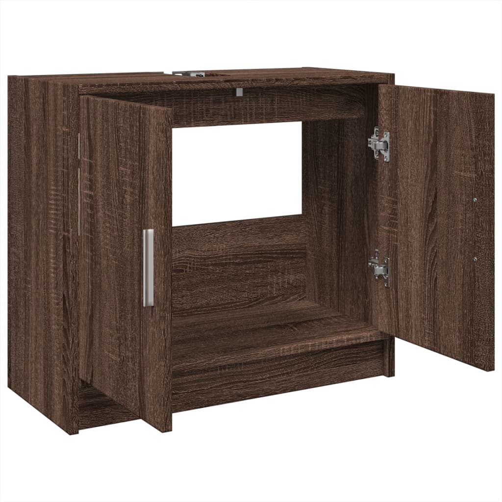 Brown Oak Sink Cabinet 63x29x55 cm - Engineered Wood Finish