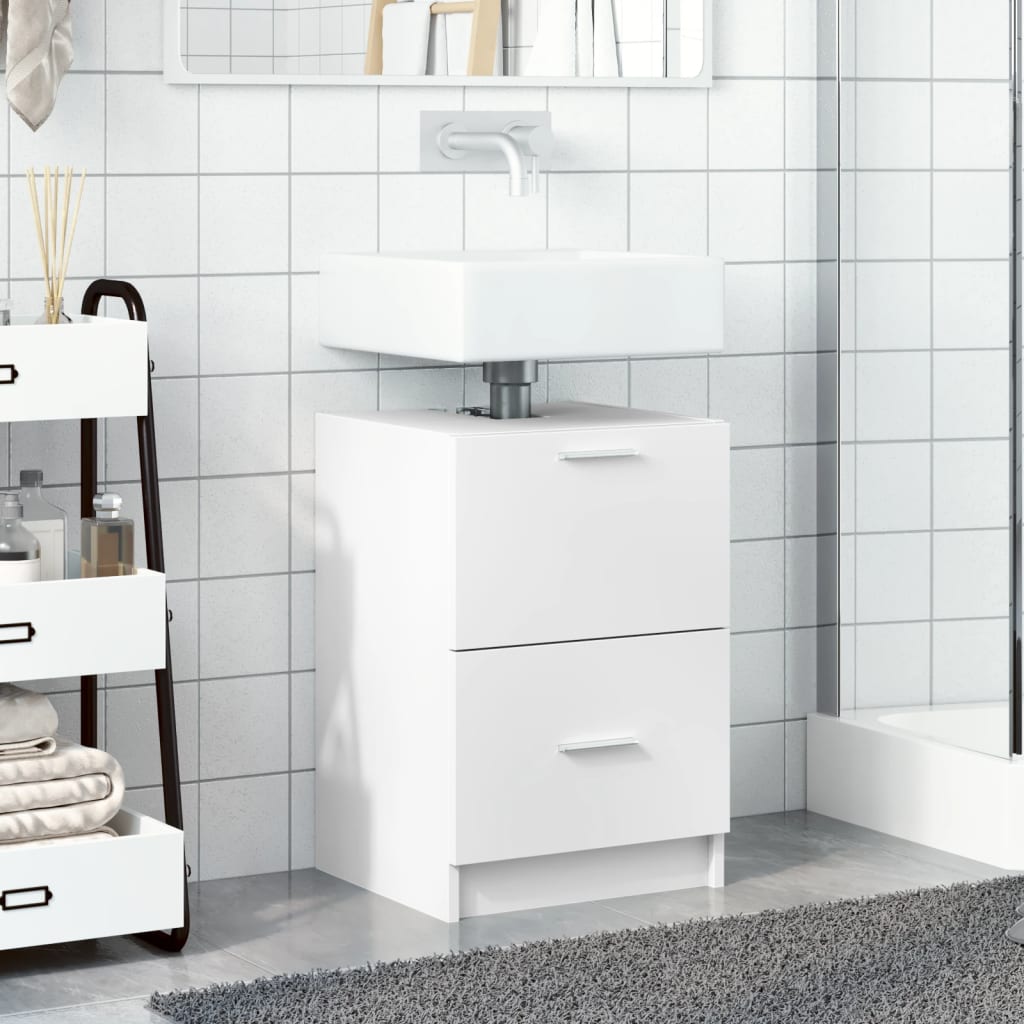 White Sink Cabinet 40x37x59 cm - Engineered Wood Bathroom Storage