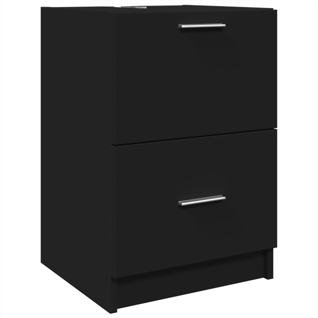 Compact Black Engineered Wood Sink Cabinet - 40x37x59 cm