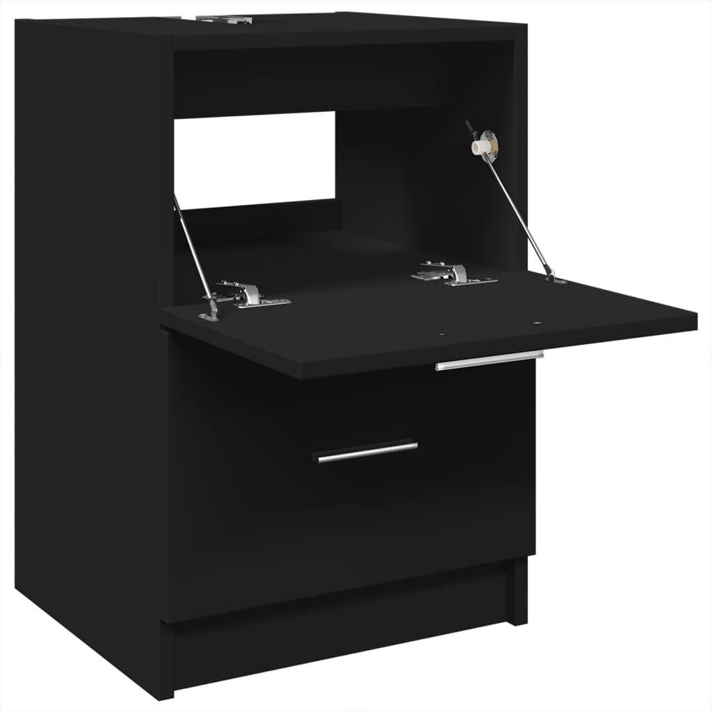 Compact Black Engineered Wood Sink Cabinet - 40x37x59 cm