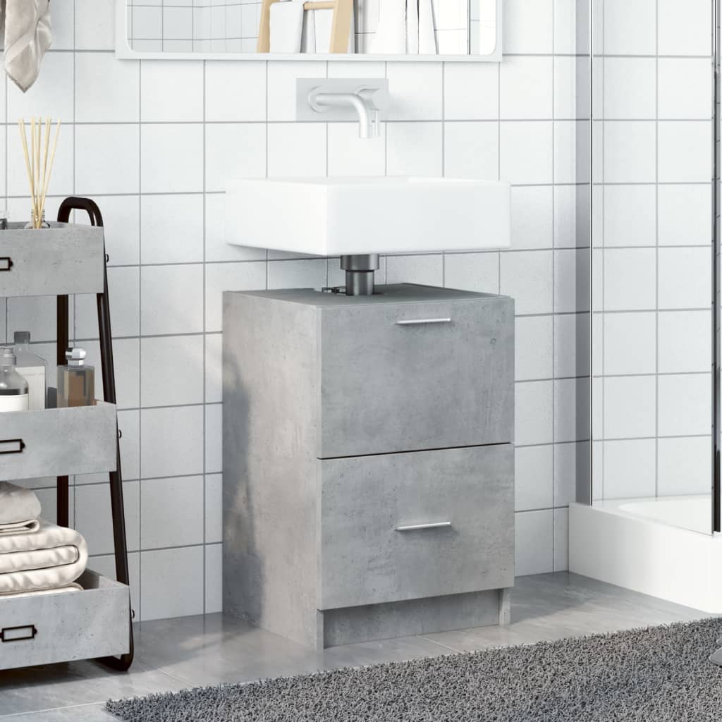 Compact Sink Cabinet in Concrete Grey - 40x37x59 cm, Engineered Wood