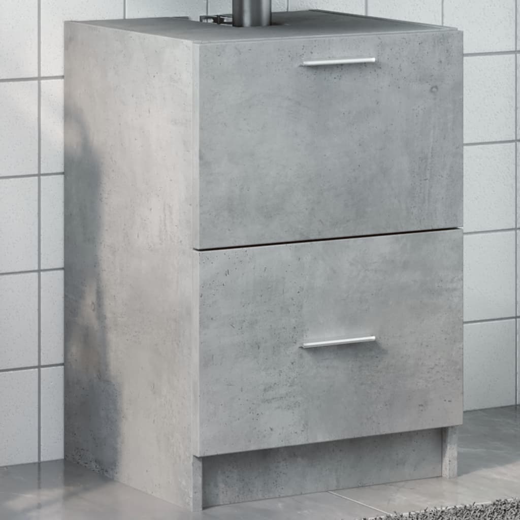 Compact Sink Cabinet in Concrete Grey - 40x37x59 cm, Engineered Wood