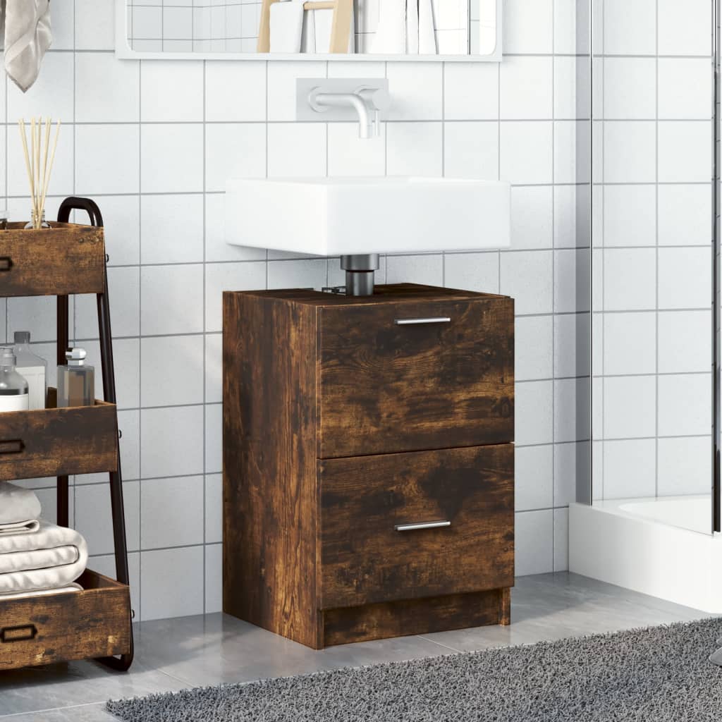 Smoked Oak Sink Cabinet 40x37x59 cm - Stylish Engineered Wood