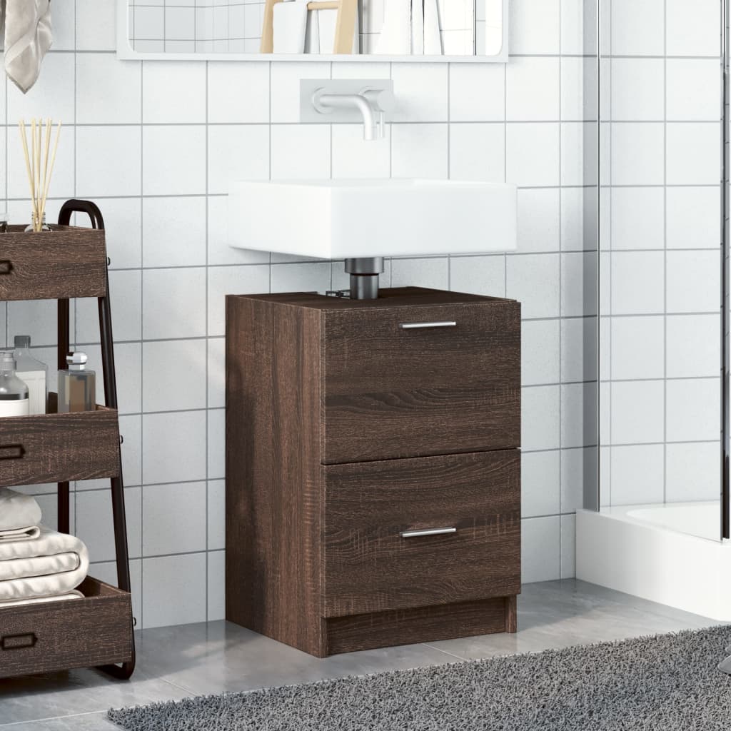 Brown Oak Sink Cabinet 40x37x59 cm - Engineered Wood