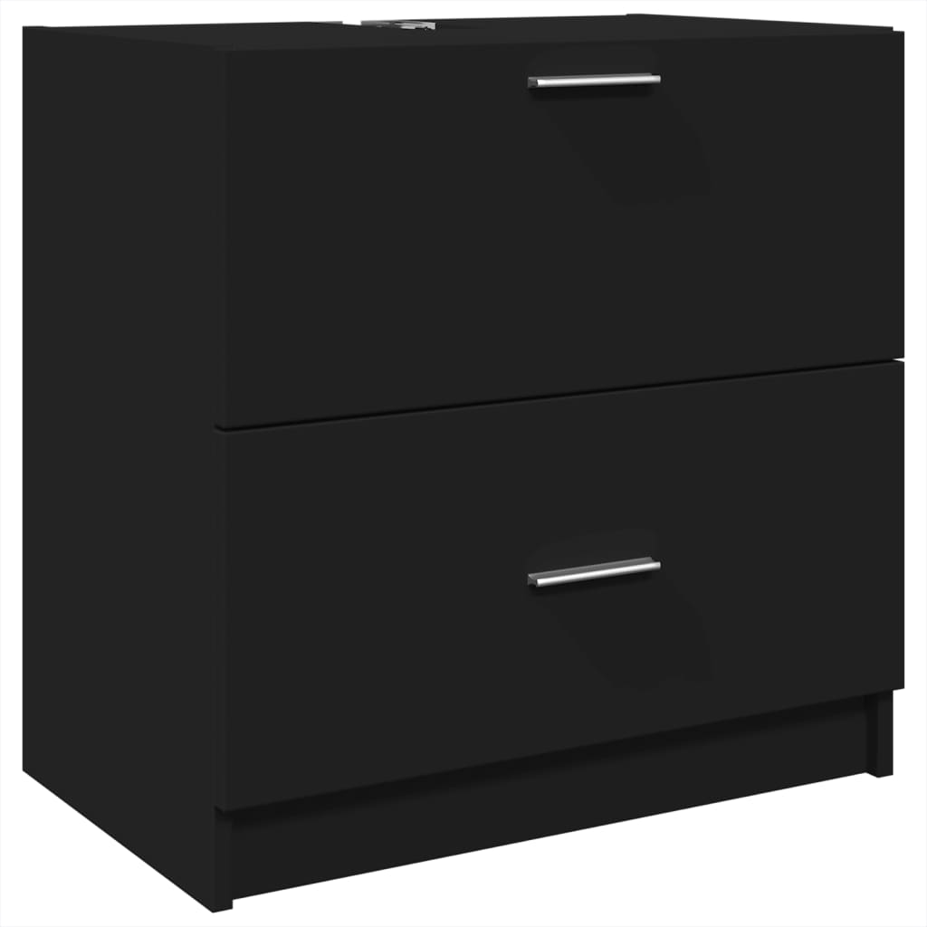 Black Engineered Wood Sink Cabinet - 59x37x59 cm