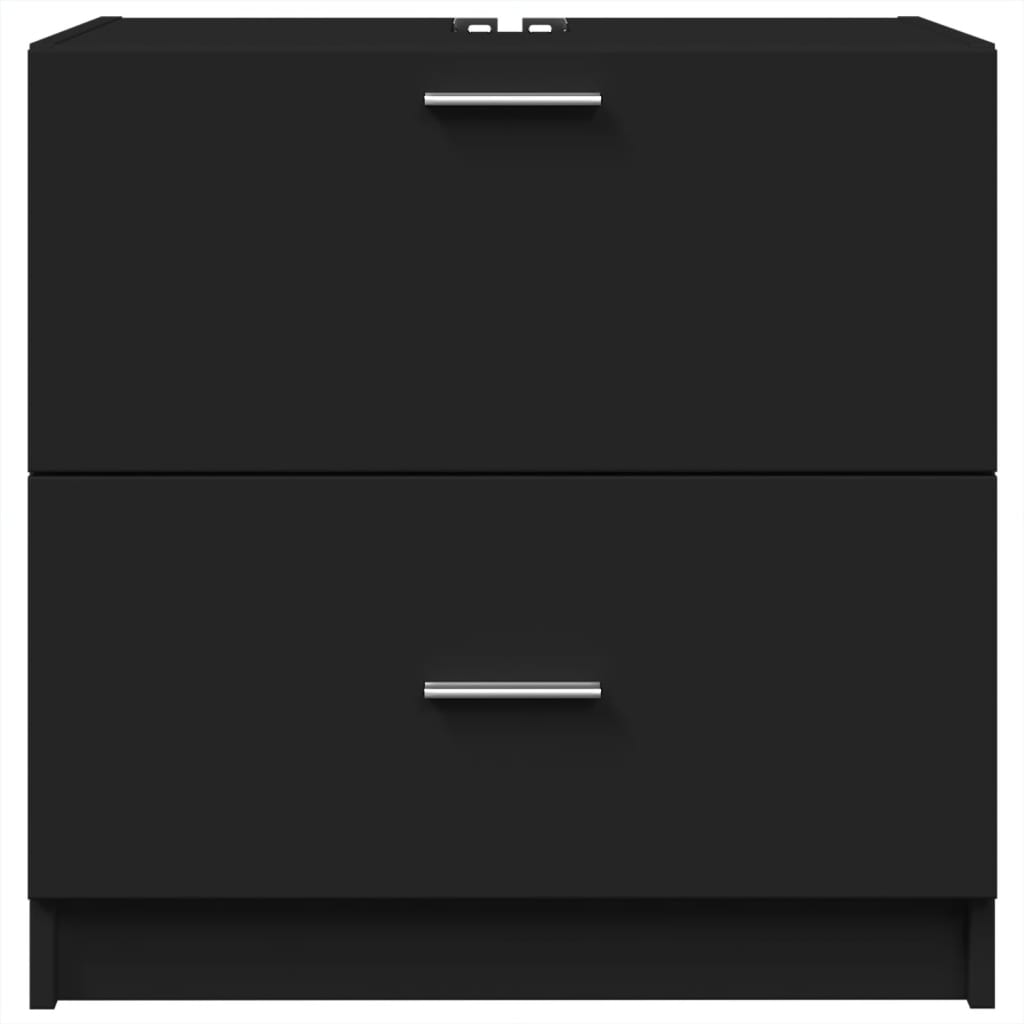 Black Engineered Wood Sink Cabinet - 59x37x59 cm