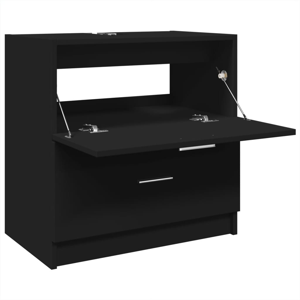 Black Engineered Wood Sink Cabinet - 59x37x59 cm