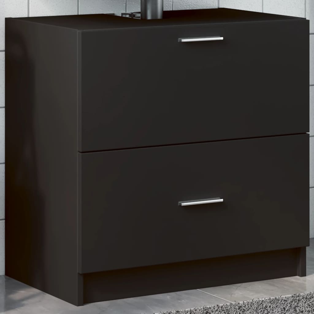 Black Engineered Wood Sink Cabinet - 59x37x59 cm