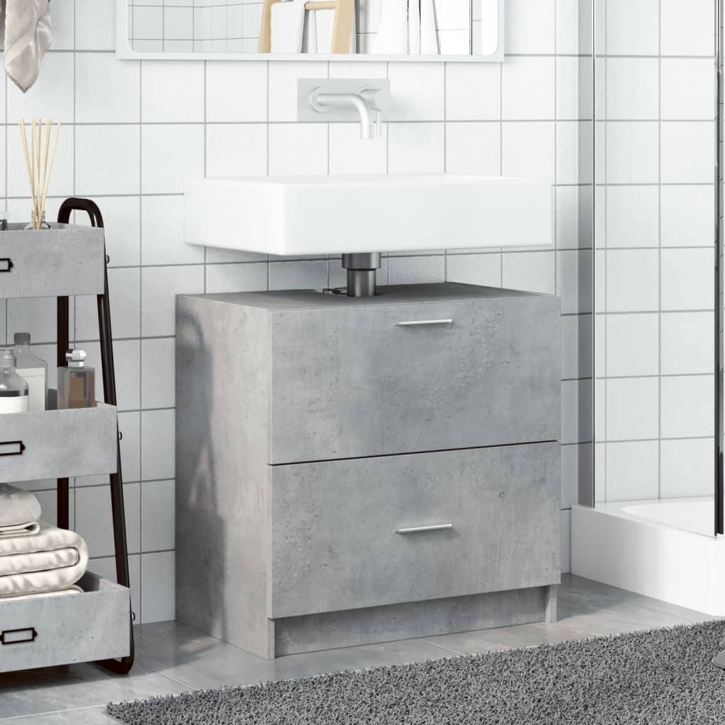 Engineered Wood Sink Cabinet, Concrete Grey 59x37x59 cm