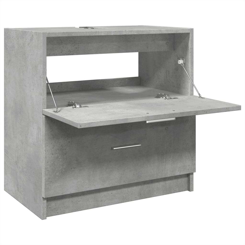 Engineered Wood Sink Cabinet, Concrete Grey 59x37x59 cm