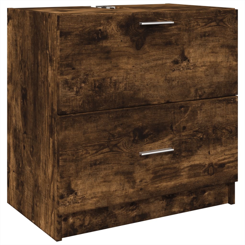 Smoked Oak Sink Cabinet, 59x37x59 cm, Engineered Wood