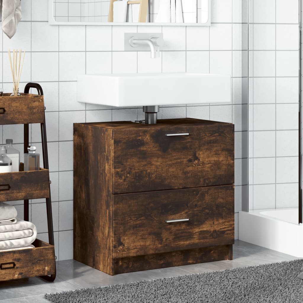 Smoked Oak Sink Cabinet, 59x37x59 cm, Engineered Wood