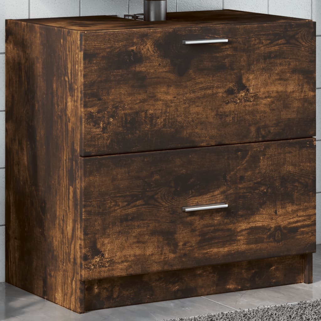 Smoked Oak Sink Cabinet, 59x37x59 cm, Engineered Wood