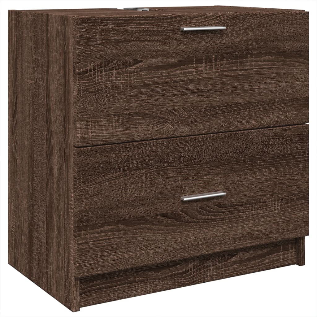 Brown Oak Sink Cabinet 59x37x59 cm - Durable Engineered Wood