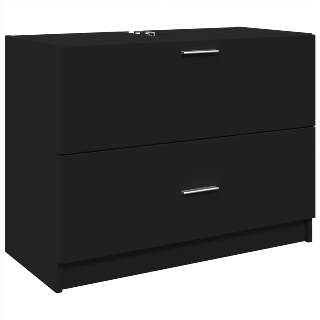 Modern Black Sink Cabinet, Engineered Wood, 78x37x59 cm