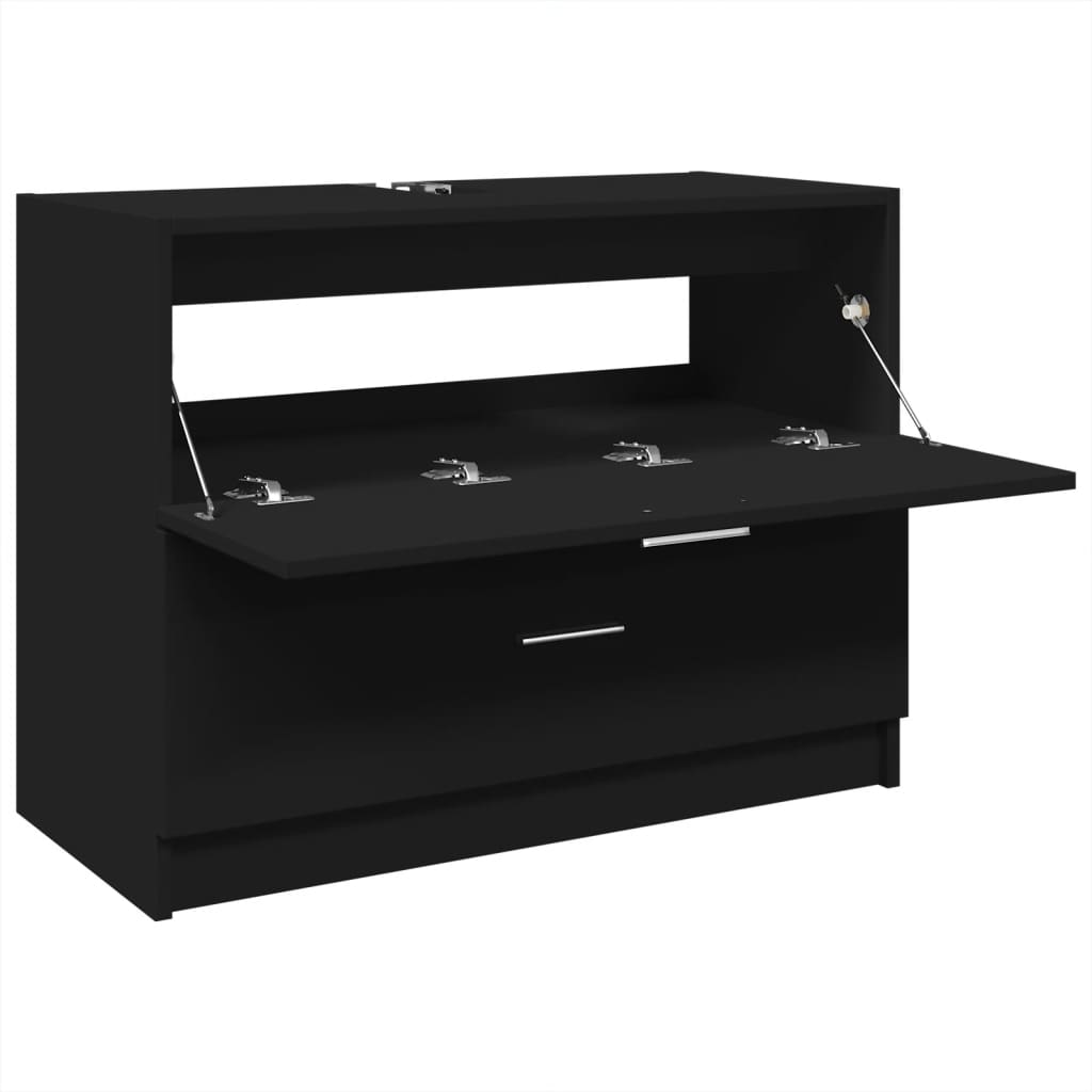 Modern Black Sink Cabinet, Engineered Wood, 78x37x59 cm