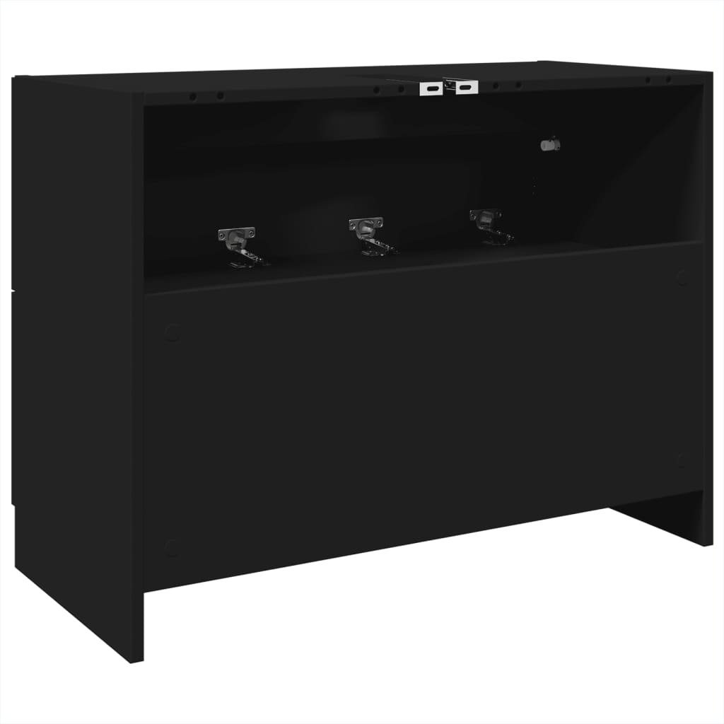 Modern Black Sink Cabinet, Engineered Wood, 78x37x59 cm