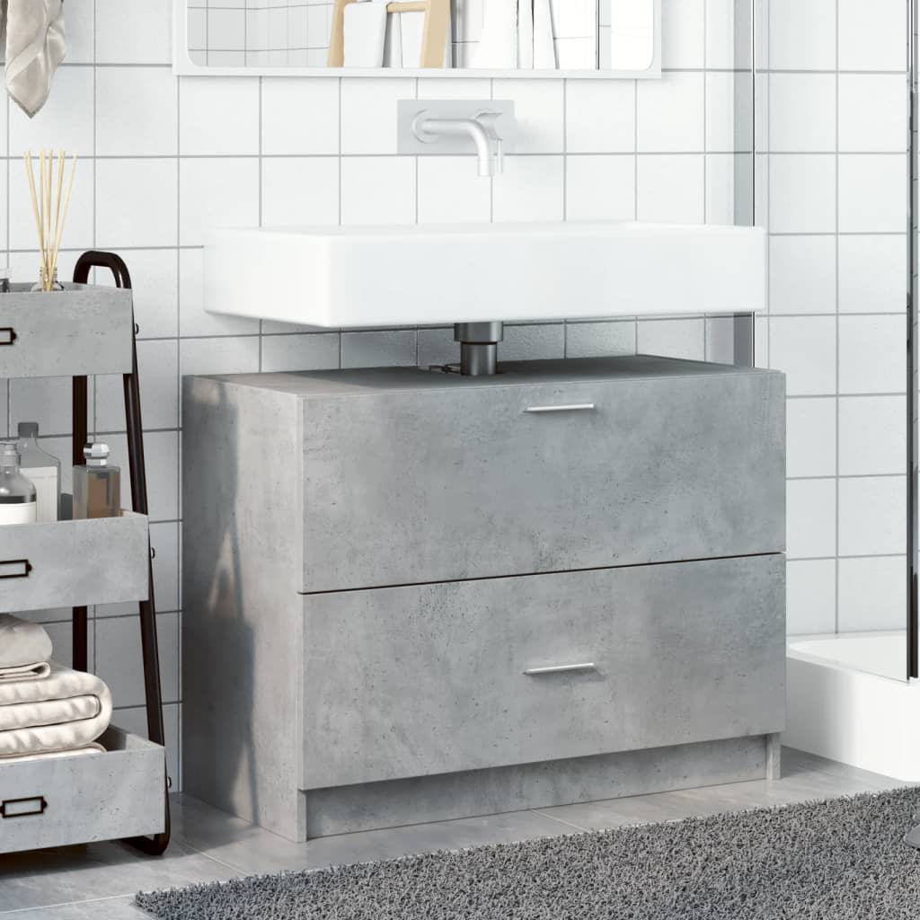 Concrete Grey Sink Cabinet 78x37x59 cm - Engineered Wood Quality