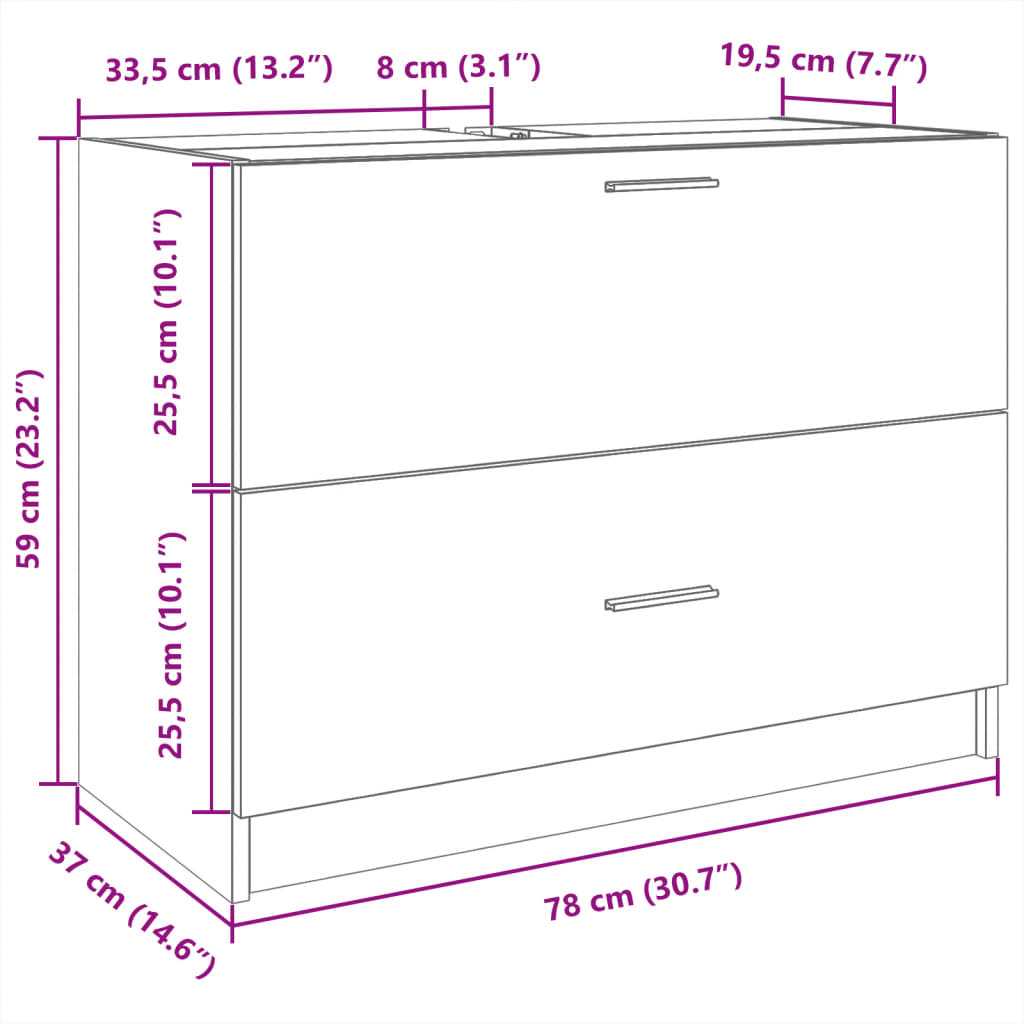 Concrete Grey Sink Cabinet 78x37x59 cm - Engineered Wood Quality