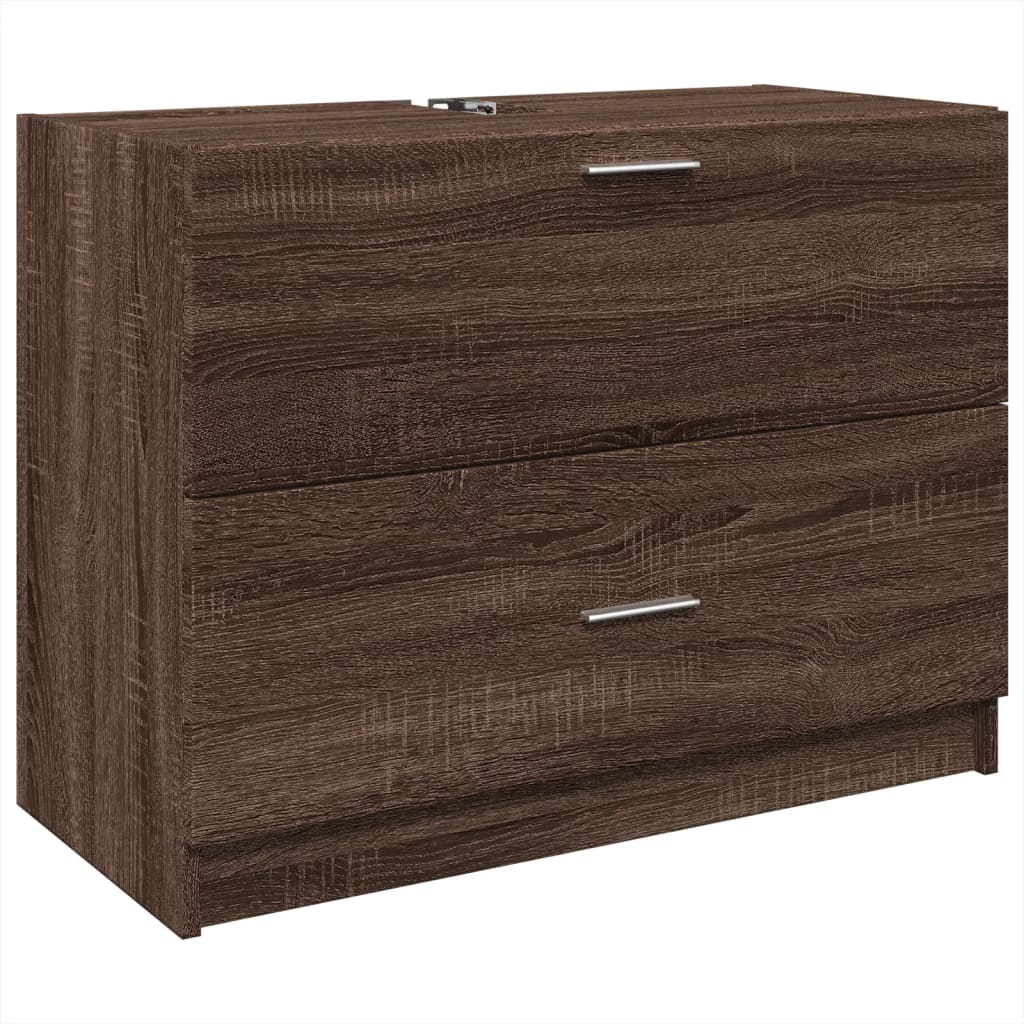Brown Oak Sink Cabinet - 78x37x59 cm, Engineered Wood Elegance