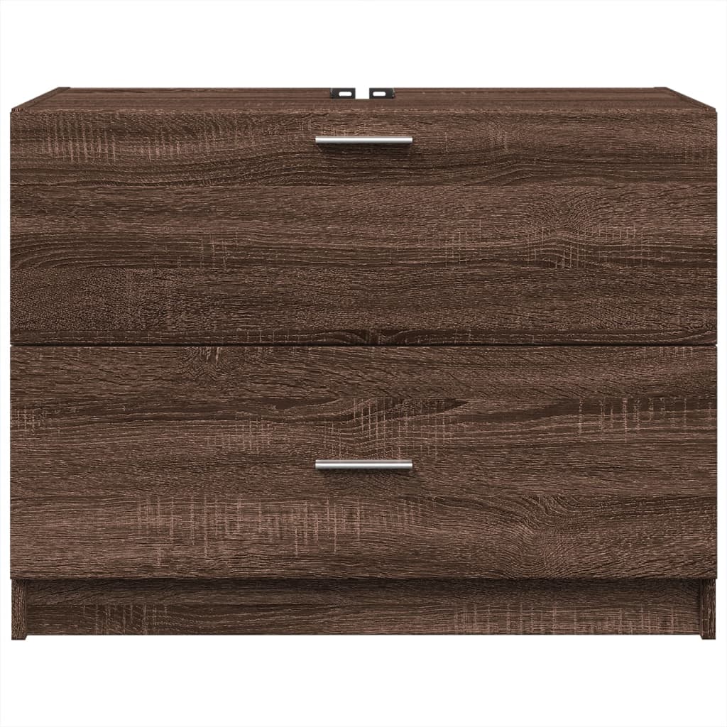 Brown Oak Sink Cabinet - 78x37x59 cm, Engineered Wood Elegance