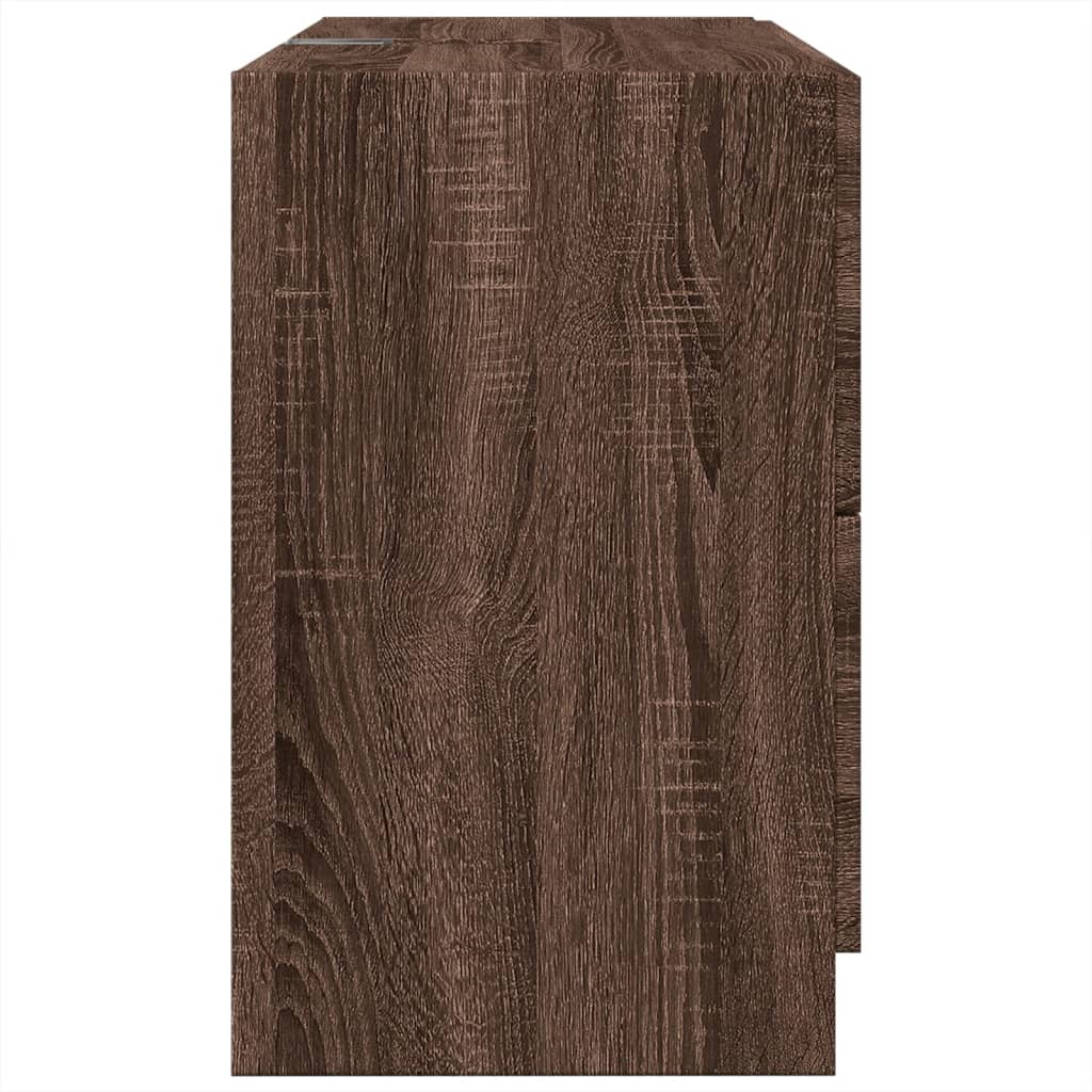 Brown Oak Sink Cabinet - 78x37x59 cm, Engineered Wood Elegance