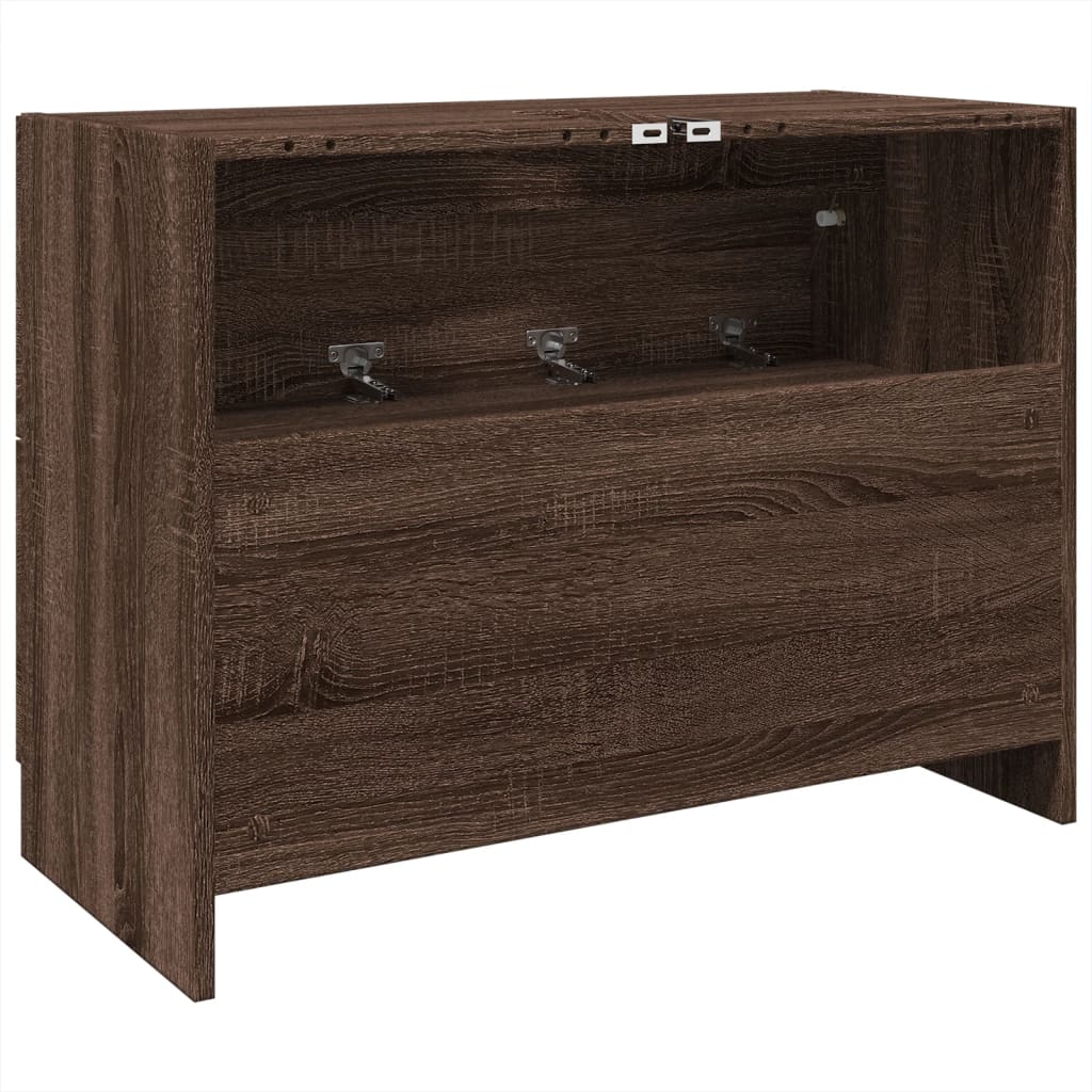 Brown Oak Sink Cabinet - 78x37x59 cm, Engineered Wood Elegance