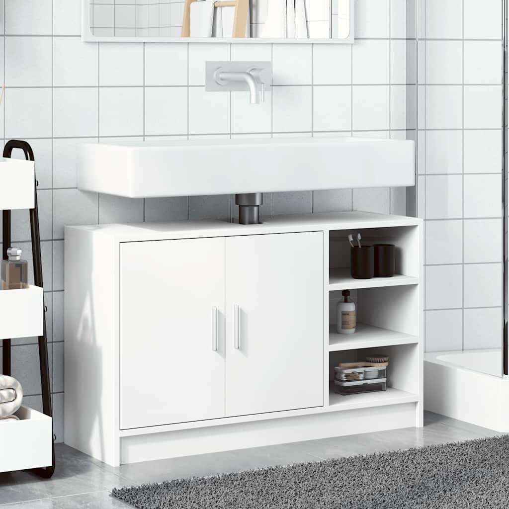 White Engineered Wood Sink Cabinet 90x29x55 cm | Modern Design