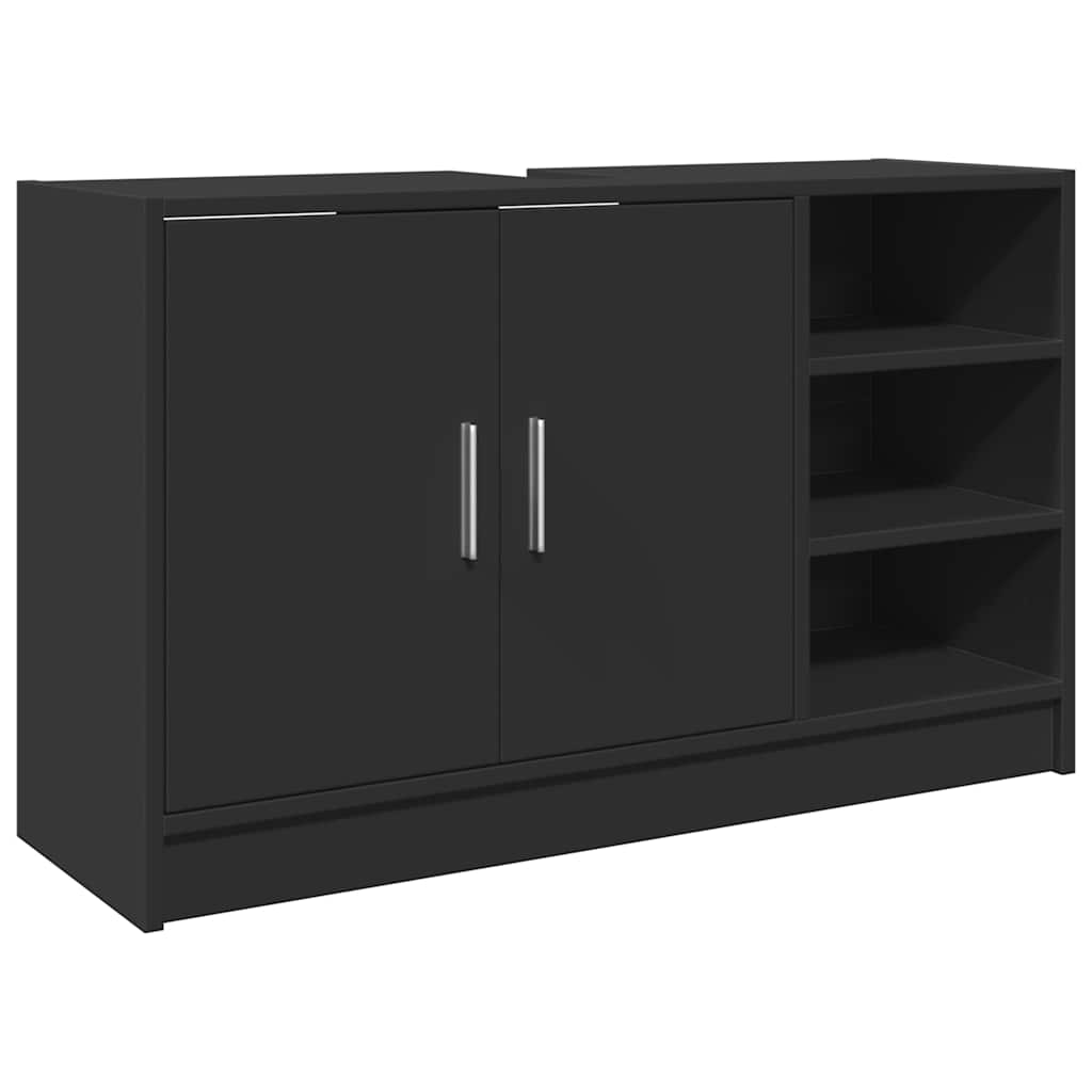 Sleek Black Sink Cabinet 90x29x55 cm in Durable Engineered Wood